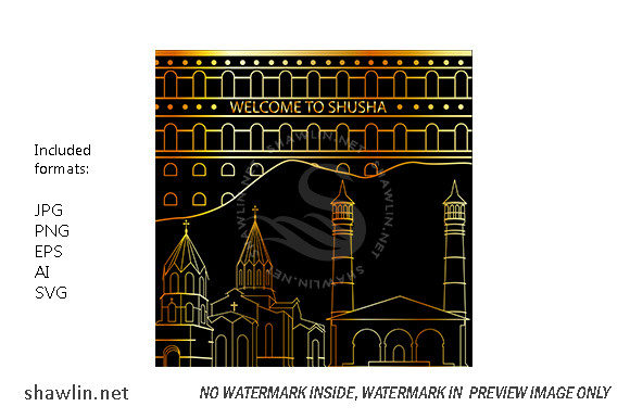 Azerbaijan Popular Landmarks Line Art: Graphics & Infographics
