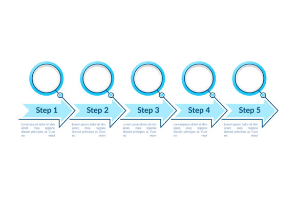 Blue Empty Circles Steps Vector Template for Modern Branding