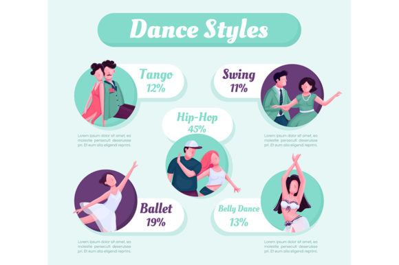 Dance Style Flat Color Vector Template: Graphics & Infographics