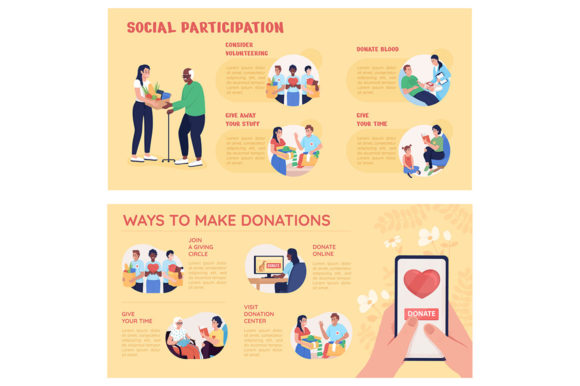 Donation Vector Infographic Template Set: Graphics & Infographics