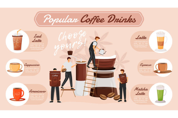 Popular Coffee Drinks Flat Color Vector Graphics