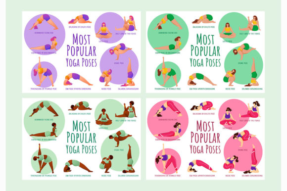 Popular Yoga Poses Vector Infographic: Graphics & Infographics