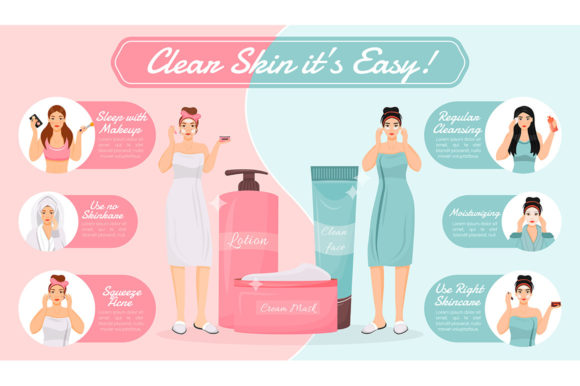 Skin Care Routine Flat Color Vector: Graphics & Infographics