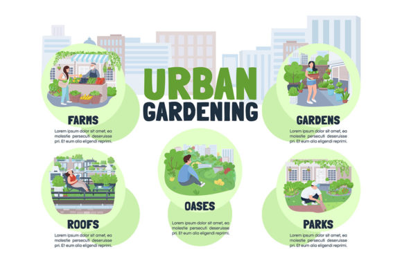 Urban Gardening Flat Color Vector Graphics & Infographics